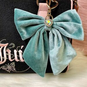 New Coquette Velour Teal Bow for Purse/ Bag/ Keychain